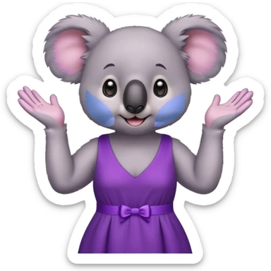 Koala purple drees eyelashe clapping sticker
