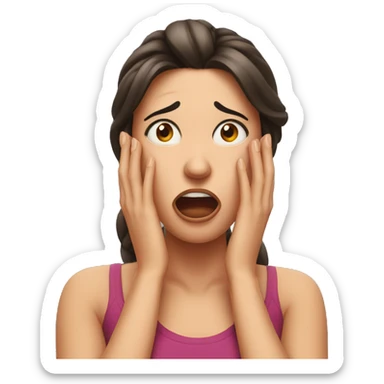 shocked woman hands on face sticker