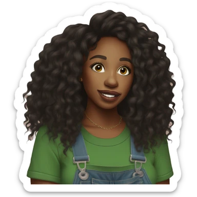 sza wear overalls green ringer tee sticker
