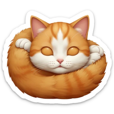 ginger and white small cat in funny positions upside down with eyes closed sticker