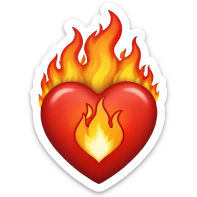 Black and red heart on fire sticker