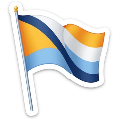 an orange, yellow, white, light blue, and dark blue flag sticker