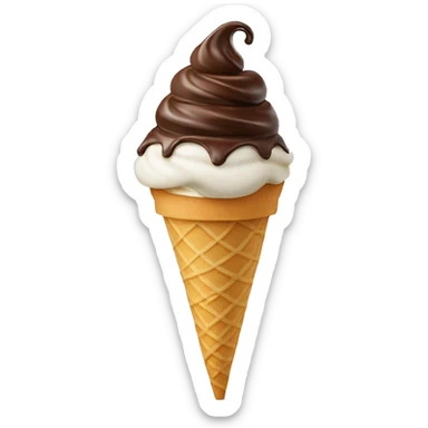 Swirl chocolate and vanilla ice cream in a cake cone sticker