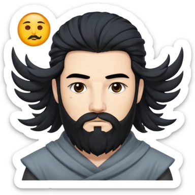 Boreas, God of the North Wind from Gods and Goddesses with black hair and beard, grey outfit sticker