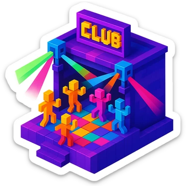 nightclub with dynamic laser lights, a dance floor, and a futuristic vibe sticker