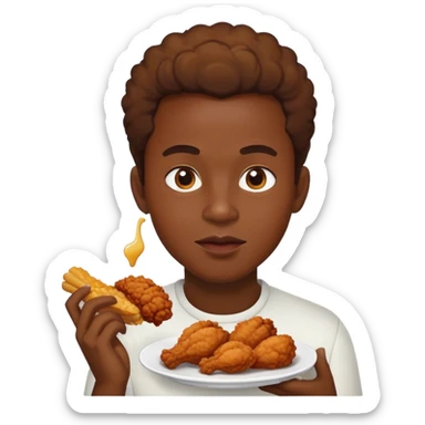 Black person eating fried chicken sticker