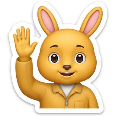 Labubu character waving, iOS emoji style sticker