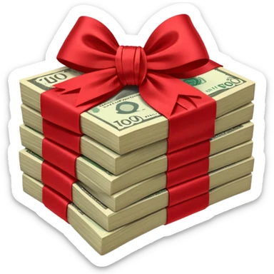 draw australian $100 notes stacked together and wrapped in a bow sticker