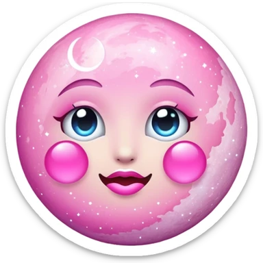 Pink sparkly moon sticker