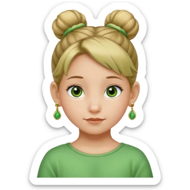  bun haired kid with earrings green hair guy sticker