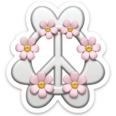 white sakura flower with a bow and peace sign center sticker