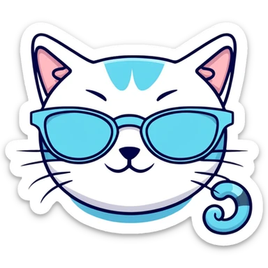 cat-eye pastel blue glasses with slight shimmer sticker