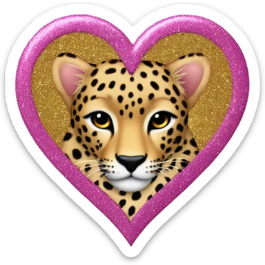 cheetah print glitter heart  sticker