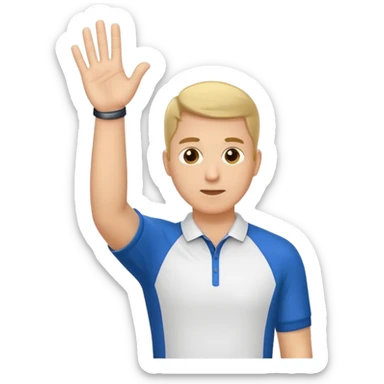 sports coach holding one hand palm down on top and other vertical in the middle of the flat palm under sticker