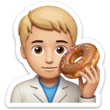 Person filling a donut sticker