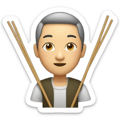 asian with chop sticks sticker