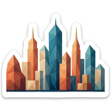 city skyline composed of geometric shapes in polygonal style sticker