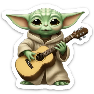 baby yoda playing guitar sticker