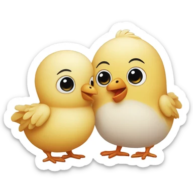 pollito y osito enamorados sticker
