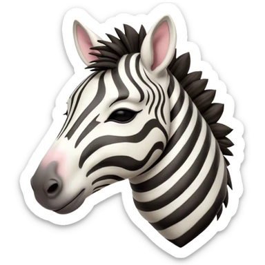 Meme-Worthy Cute Sleeping Zebra Portrait Emoji, Head resting peacefully with a contented smile, showcasing a lean, graceful build and a luxuriously soft striped fur, a refined, equine head with a long snout and alert ears, and eyes shut in a serene, restful nap, Simplified yet hilariously adorable features, highly detailed, glowing with a soft, drowsy light, high shine, relaxed and utterly lovable, stylized with an air of playful laziness, bright and heartwarming, soft glowing outline, capturing the essence of a comically sleepy zebra that feels like it could instantly become the next viral sensation of adorable slumber! sticker