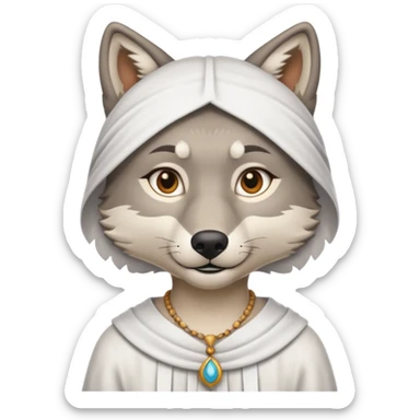 gray wolf in a traditional white dishdasha sticker