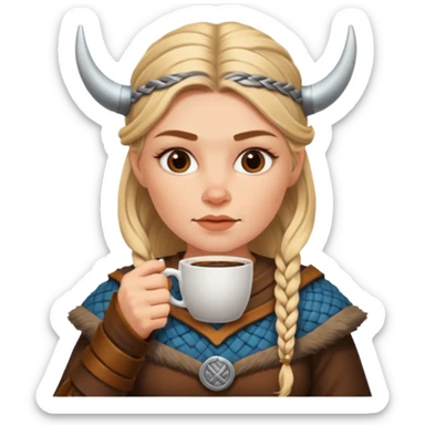 viking woman drinking coffee sticker