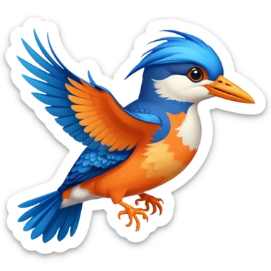 Create a flying kingfisher keep the detail to a minimum but make it recognizable. Keep the number of colors limited to only 5 sticker