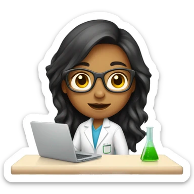 girl scientist with laptop  sticker