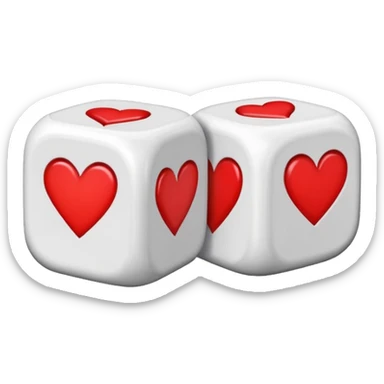 two dices in with red heart details sticker