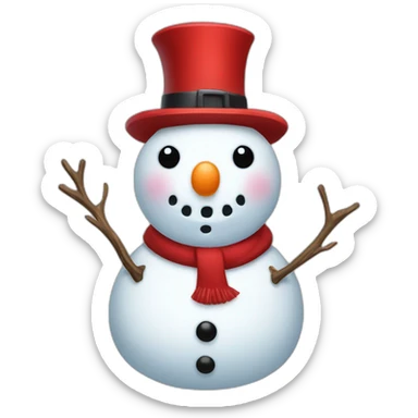 full body christmas snowman red hat sticker