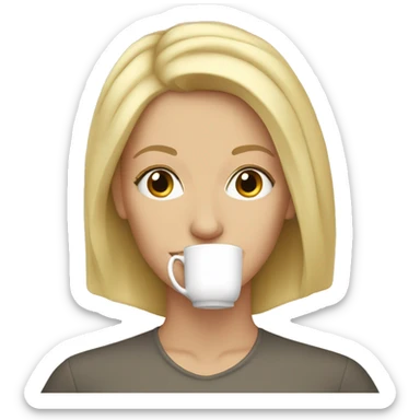 mid 30s white woman blond hair drinkin tea sticker