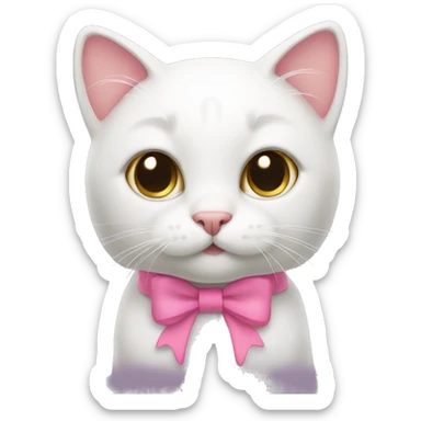 Cat with cute pink small bow on ears sticker