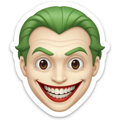 Joker face with big smile and only one tooth sticker