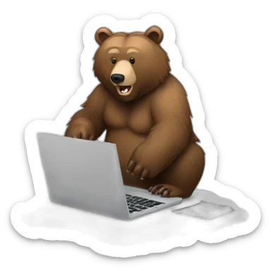 grizzly bear with laptop sticker