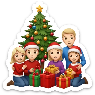 Family Xmas under tree sticker