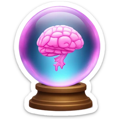 A glowing crystal ball with a pink brain inside. sticker
