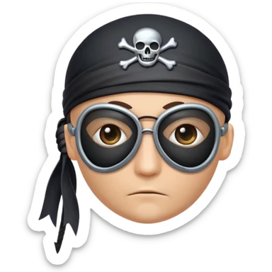 pirate eyepatch object icon, black eyepatch with strap, 3D cartoon, mobile game icon style, centered, clean background, no text, no watermark
 sticker