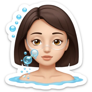 girl brunette getting a deep facial cleansing eyes closed sticker