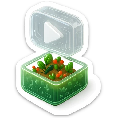 white YouTube play button inside a garden box sticker