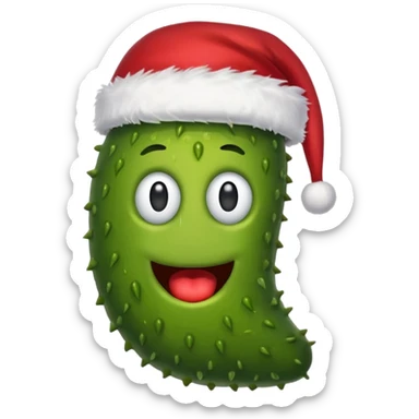Pickle wearing Santa hat sticker