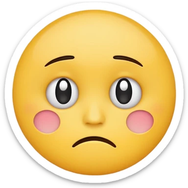 round yellow cartoon face with small frown and teary eyes, minimalist vector style, flat color, emoji design, white background sticker