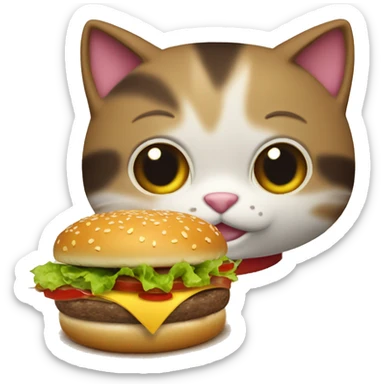 Gato comiendo hamburguesa sticker