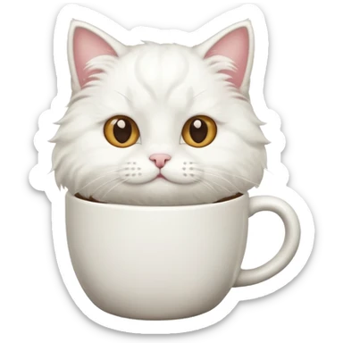 cute white cat relaxing in a coffe mug sticker