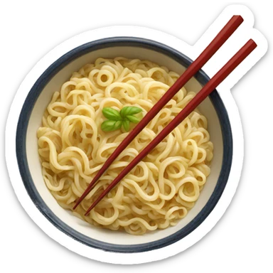 Noodles in a Japanese bowl with chopsticks  sticker