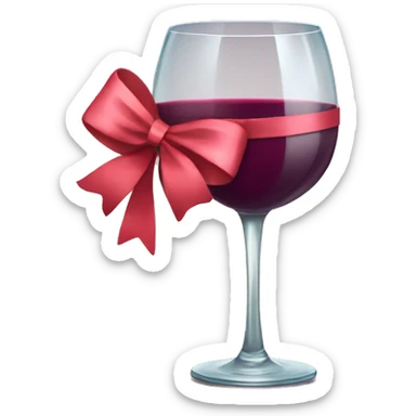pretty wine glass with wine in it, with a pretty bow sticker