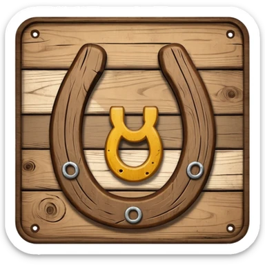 Emoji wooden sign with horseshoe with the inscription OK sticker