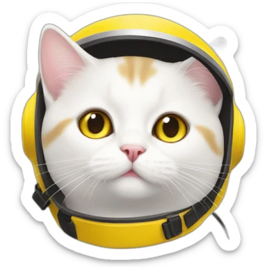 White munchkin cat in yellow helmet sticker