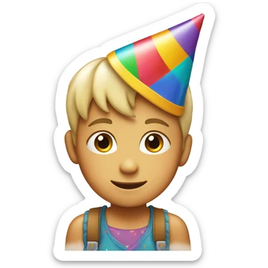 White kid wearing a birthday hat  sticker