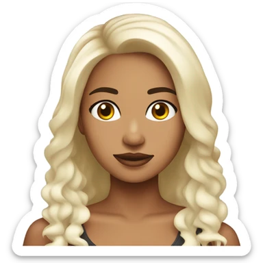 chica rizada cabello negro,largo,blanca sticker