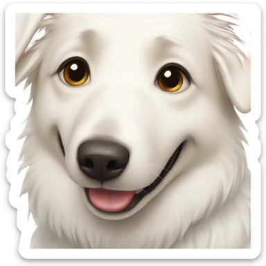 Happy white Swiss Shepherd  with blonde girl sticker